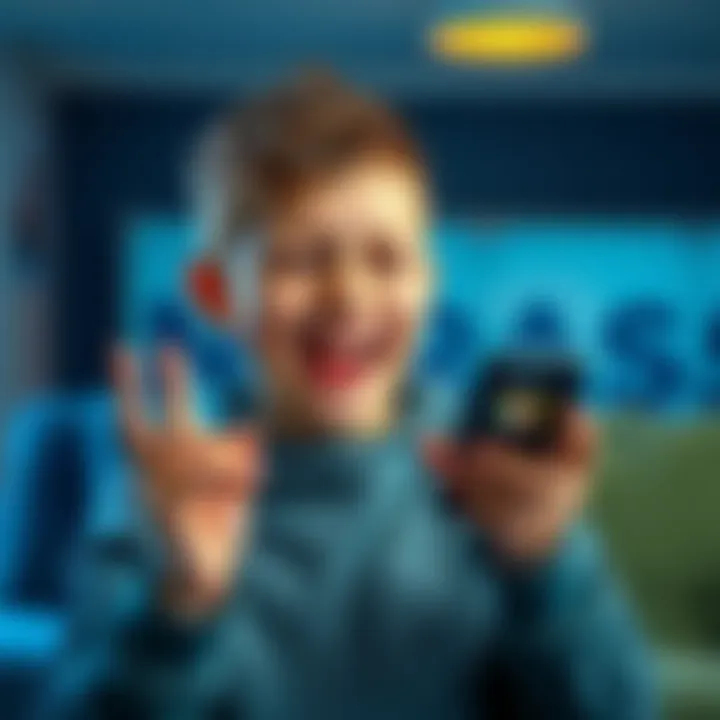 A boy excitedly displaying his big lottery win on a video call with his mother
