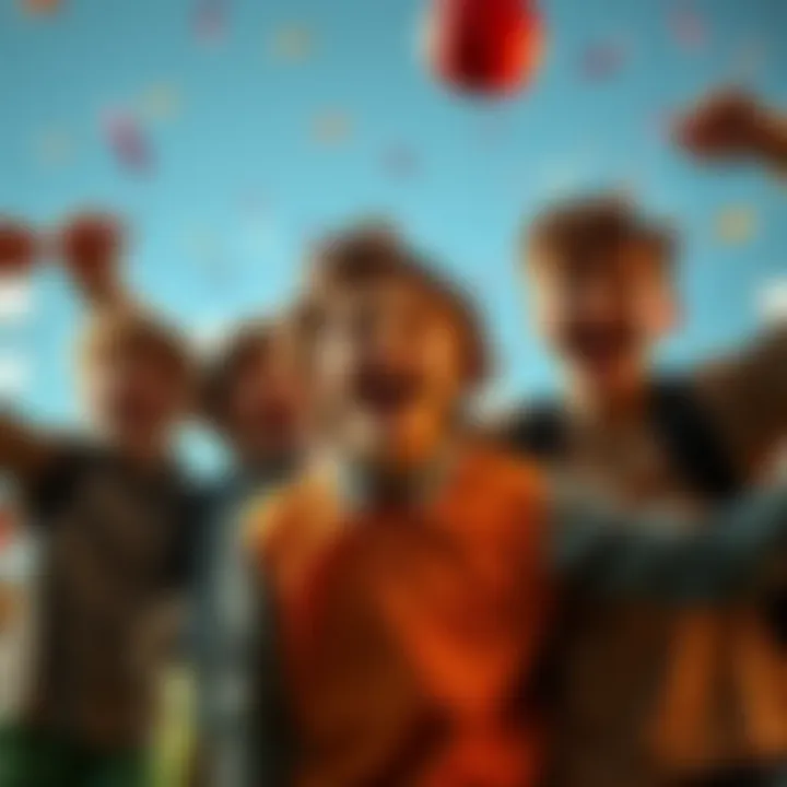 Group of boys happily celebrating their achievements with smiles and excitement, capturing a moment of joy.