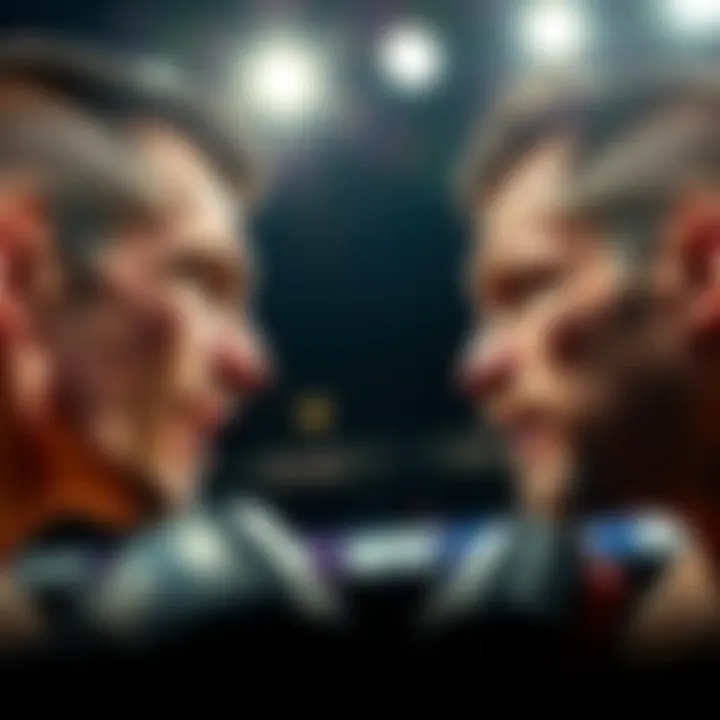 Brady and Buckley face off in the octagon at UFC 328, showcasing their intense expressions and fighting stances.