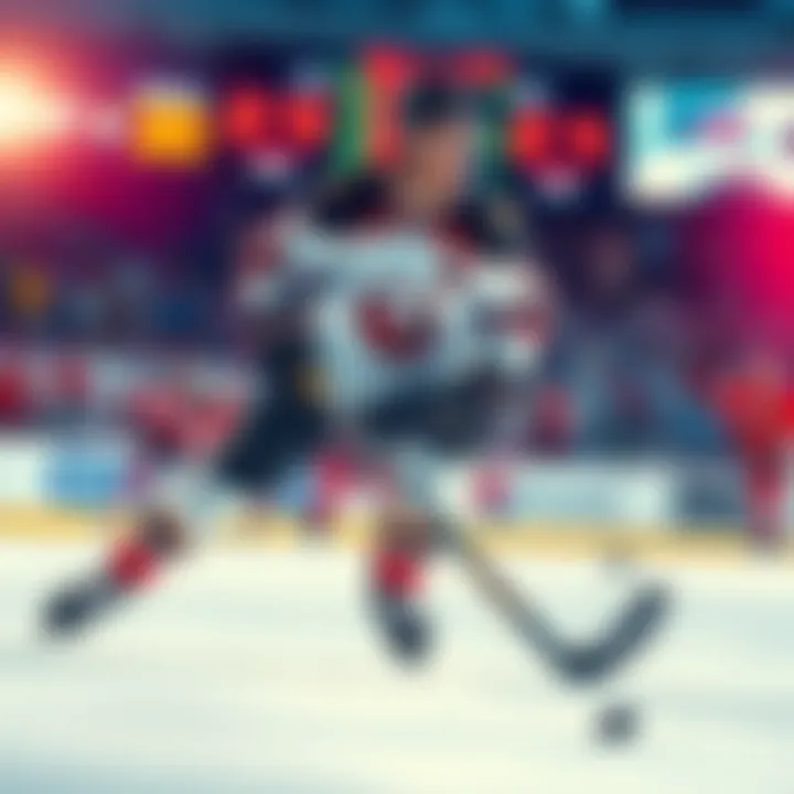 Brady Tkachuk playing hockey during a game, looking focused as he skates with the puck