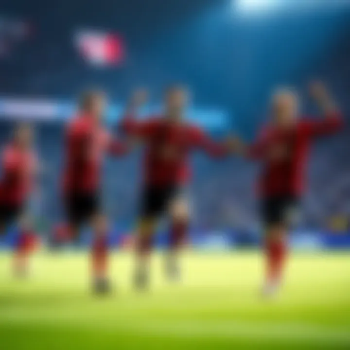 Braga soccer players celebrating after scoring in the first half of the match