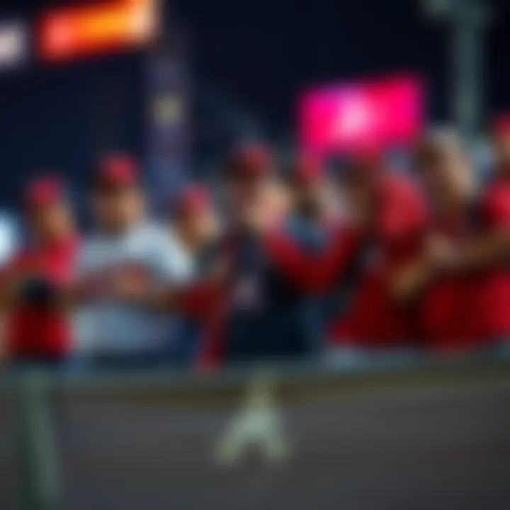 A group of Atlanta Braves fans showing sadness after a disappointing game, holding team merchandise