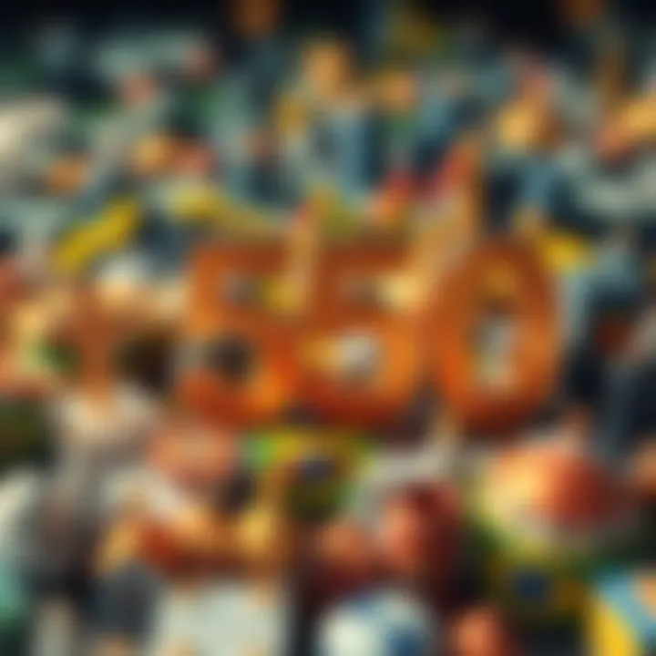 Representation of the importance of numbers 550 and 250 in Brazilian culture and economy, showing graphs and cultural symbols.