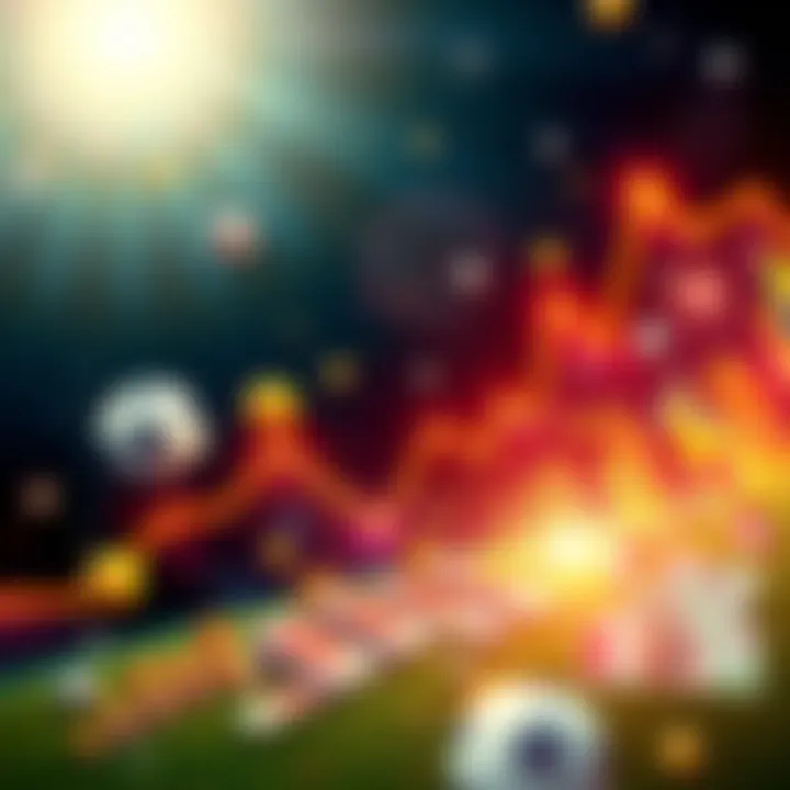 A graphical representation of rising betting odds in Brazil, showing a trend line moving upward with vibrant symbols of sports and money.