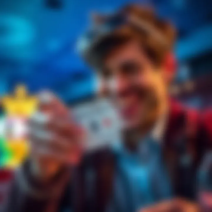 Person breaking free from gambling A person tearing up a gambling ticket and smiling, symbolizing freedom from gambling addiction