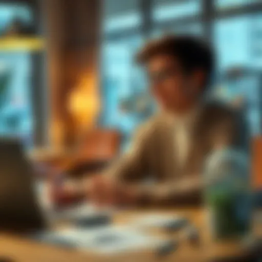 A person sitting at a table with bills and budgeting tools, looking focused and relieved after 17 days without gambling.