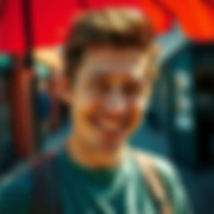 A person smiling while facing minor inconveniences on a sunny day, showing mixed emotions