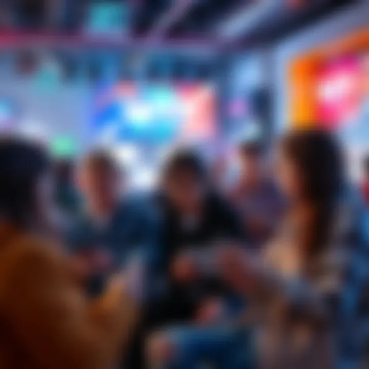 A group of young people discussing the Bro WTF trend on their smartphones in a lively online forum setting