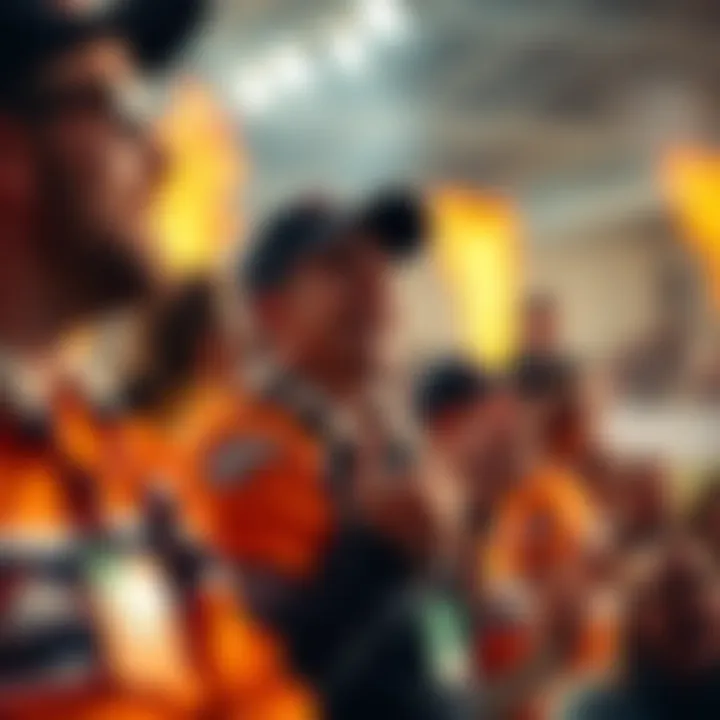 Fans cheering and wearing Broncos gear before the game in AEST zone