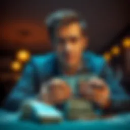 A man looking stressed while holding a stack of cash, symbolizing his gambling problem and the impact on his family.