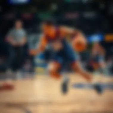Basketball player Brown making a play without Tatum on the court during a game.
