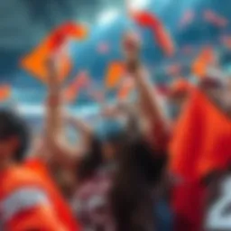 Browns Fans Celebrating A group of enthusiastic Browns fans in team colors, cheering and waving flags during a game, showcasing their support and excitement for the team.