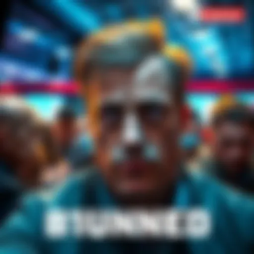 Brunson looking surprised and concerned after being banned from a community platform, with discussion around him.