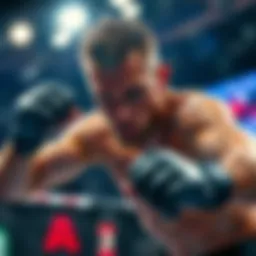 Bryce Mitchell showing his fighting technique in the cage during a match, focused and determined.