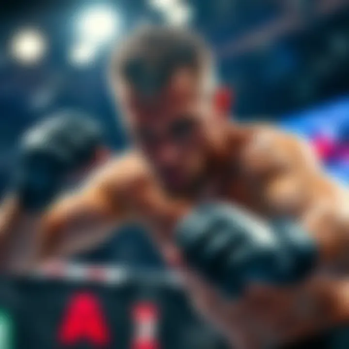 Bryce Mitchell showing his fighting technique in the cage during a match, focused and determined.