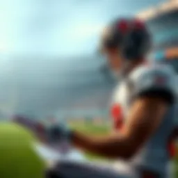 Buccaneers Game Strategy A football player considering a cash-out option while looking at a game plan on the field