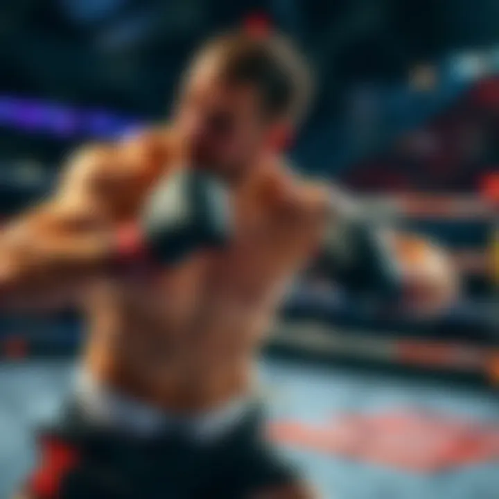 Buckley showcasing his skills in a mixed martial arts fight, focusing on defensive tactics against an opponent.