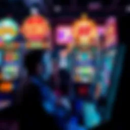 A player enjoying the Buffalo-Link slot machine with bright screens and vibrant graphics, showcasing the excitement of winning.