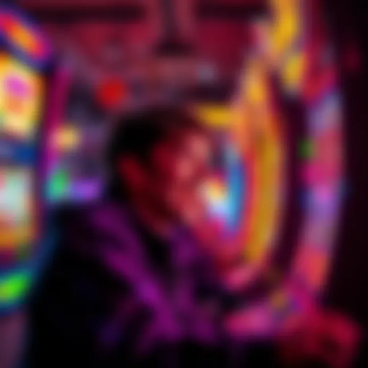 A person with a hopeful expression playing a Buffalo slot machine with a $125 bet.