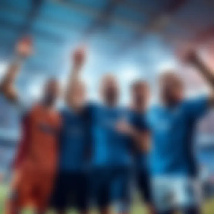 A group of happy sports players celebrating their 100% success rate with Builder Bet, showing excitement and teamwork.