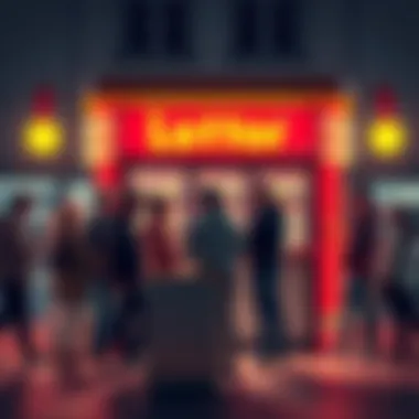 People excitedly gather around a lottery ticket booth as they prepare to participate in the Builder Lotto drawing and hope for big winnings.