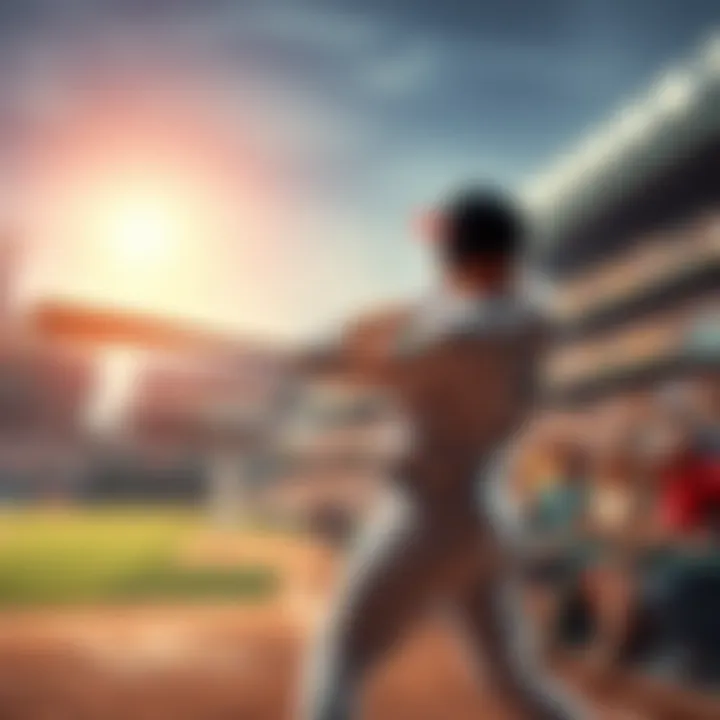 A baseball player swings a bat, connecting with the ball as fans cheer in the stadium