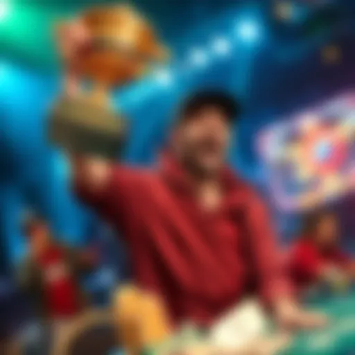 Winner of Bye Day Special Tournament Excited player celebrating after winning the Bye Day Special Tournament with a trophy and cash prize.