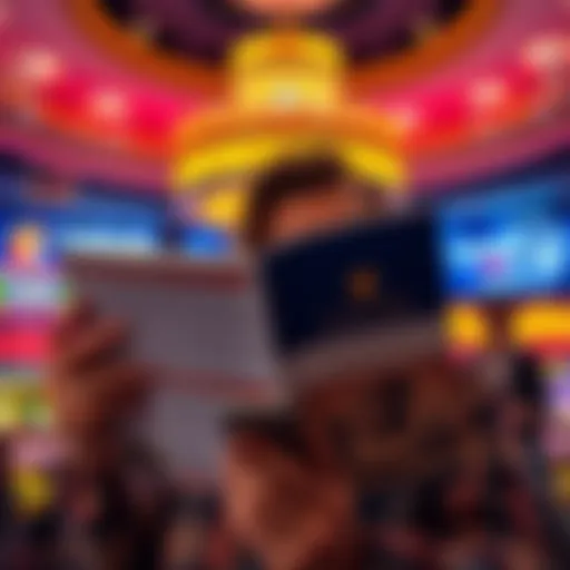 An image showing a disappointed person looking at a rewards program brochure with a casino in the background, highlighting the drawbacks of Caesar's Seven Stars program compared to other offerings.