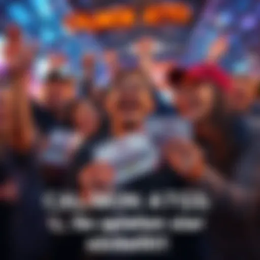 Group of people celebrating and holding lottery tickets for CAL/MON ATGS Lotto