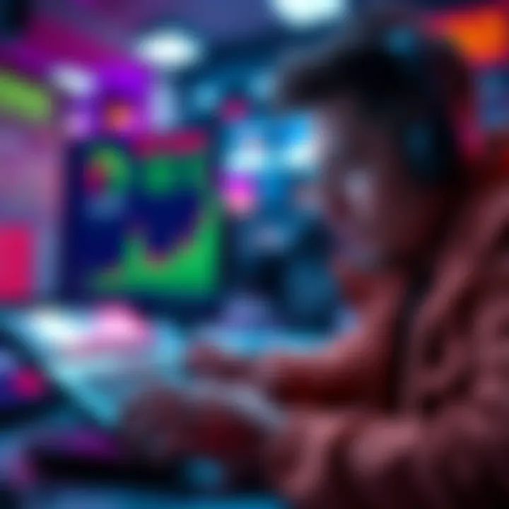 A player reviewing his gaming strategy with a calculator and graphs showing deposits and bonuses