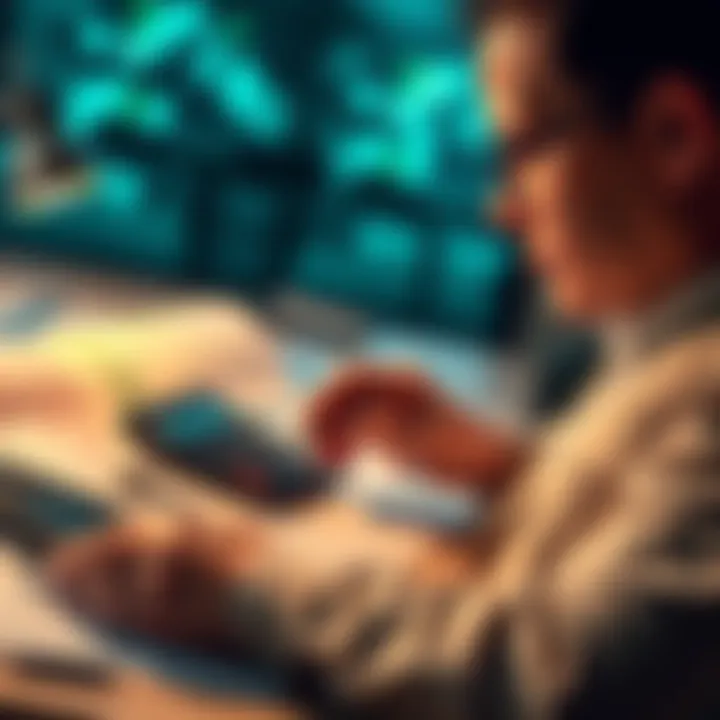 Person looking at financial documents with a calculator, pondering tax obligations on profits