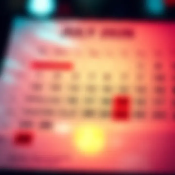 A colorful calendar page highlighting early payment dates for July 2026