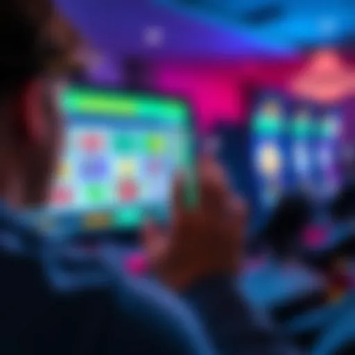 A person looking at a computer screen with online slot games, representing California's gaming alternatives after the end of sweepstakes casinos.
