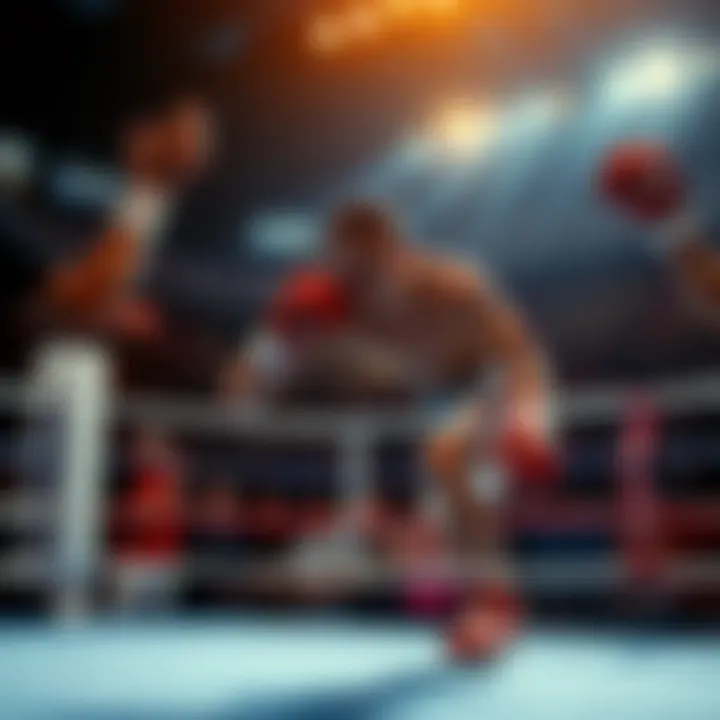 A dramatic scene of Calvanci preparing for a knockout in the boxing ring, with fans cheering in the background.