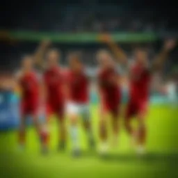 Players from Canada celebrating their win against Switzerland in a World Cup match, showing joy and sportsmanship on the field