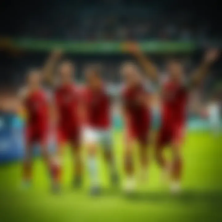 Players from Canada celebrating their win against Switzerland in a World Cup match, showing joy and sportsmanship on the field