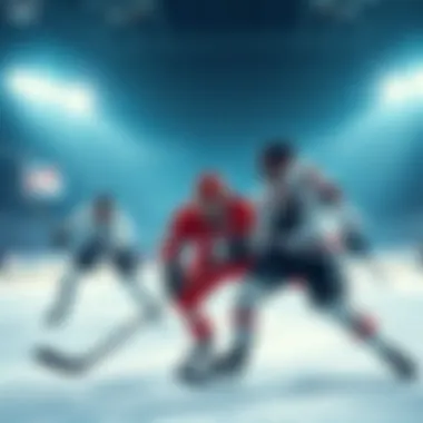 Hockey players on ice Canadian and American hockey players competing during an Olympic match