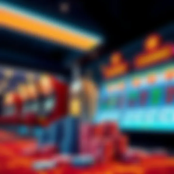 A vibrant graphic showing a selection of slot machines and casino chips, highlighting fast payments.