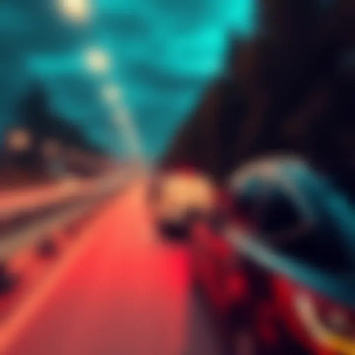 A car staying in the right lane on a highway, showcasing safe driving practices