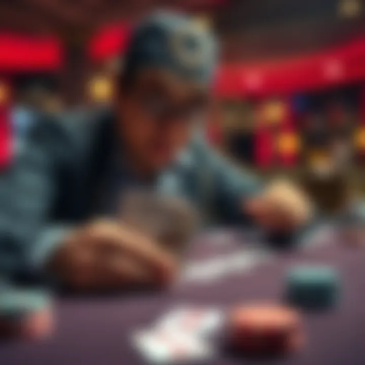 A person is analyzing cards at a blackjack table, looking for the best counting method after mastering the basic strategy.