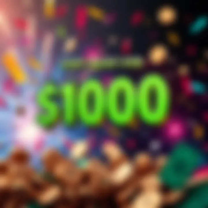 A vibrant graphic showing a cash boost offer with dollar signs and excitement elements like fireworks or confetti