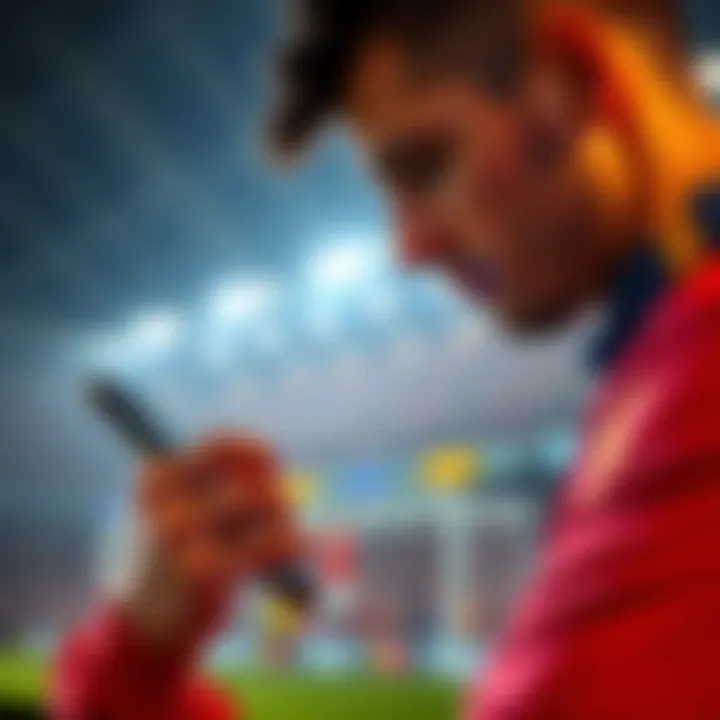 A person contemplating their betting options, looking at a sports betting app on their phone with Cash-Out feature highlighted.