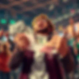 A person excitedly holding cash with a betting slip, celebrating their Flex Freitag wager.