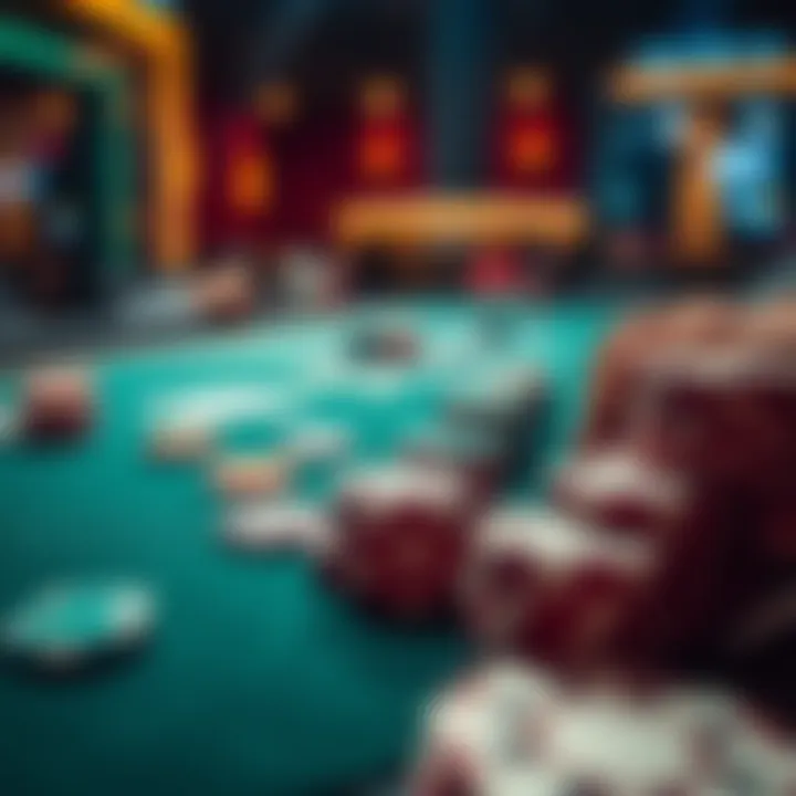 A close-up of a poker table with chips and cards, showcasing an intense cash game session.