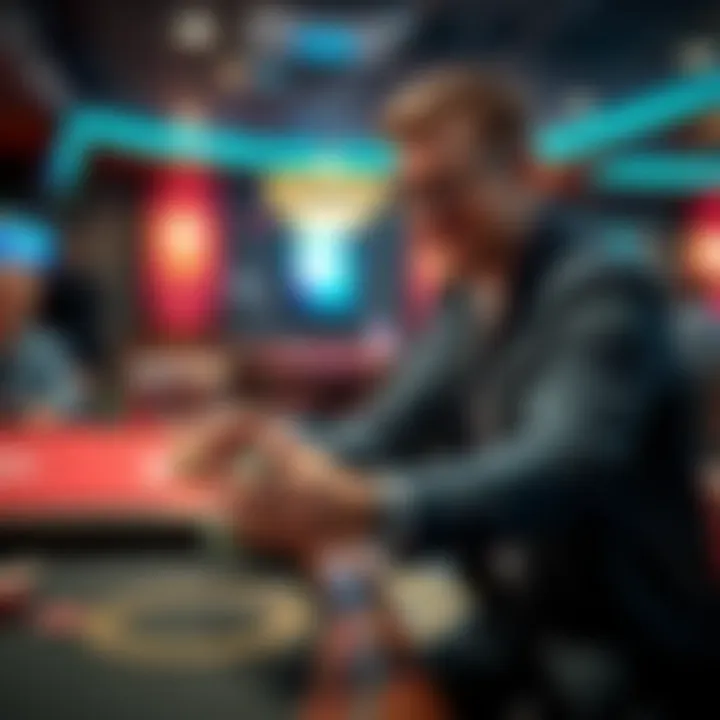 Person leaving a poker table with chips in hand, smiling after a winning session