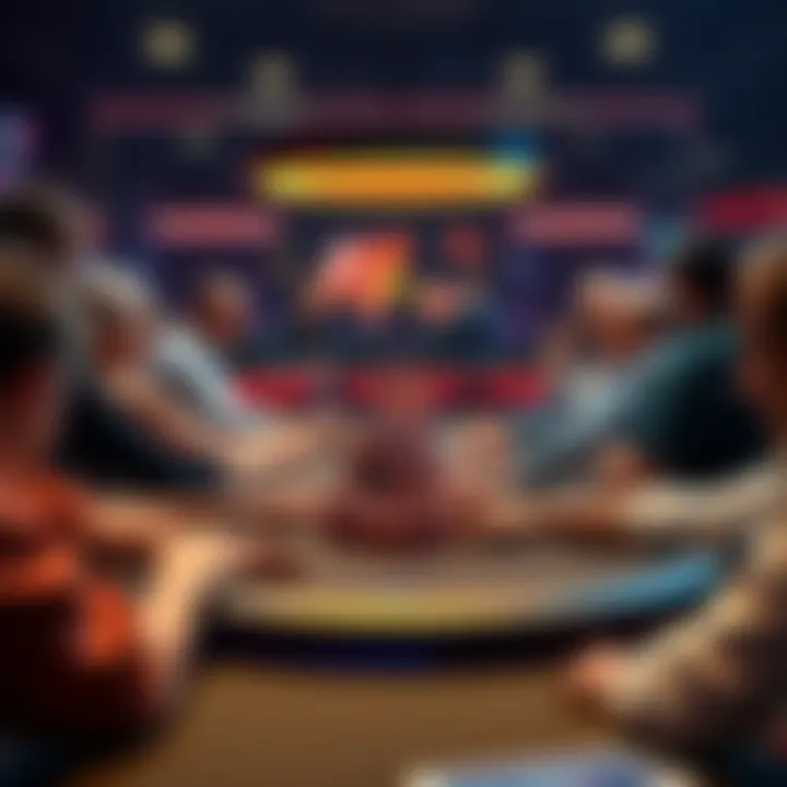 A poker table showing players engaged in cash games and tournaments, highlighting their different strategies and skills.