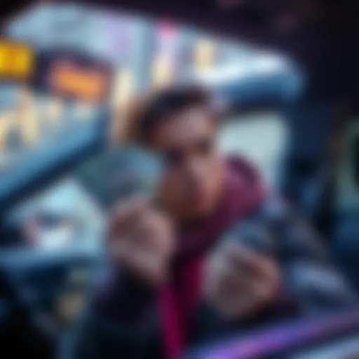 A person weighing the choice between using cash or taking a ride, looking thoughtful while holding cash and a car key.