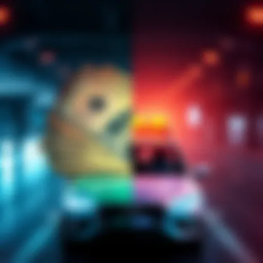 A split image showing cash on one side and a ride-sharing service car on the other side, representing players' choices.
