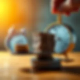 A person weighing a stack of cash against a clock symbolizing waiting for future returns