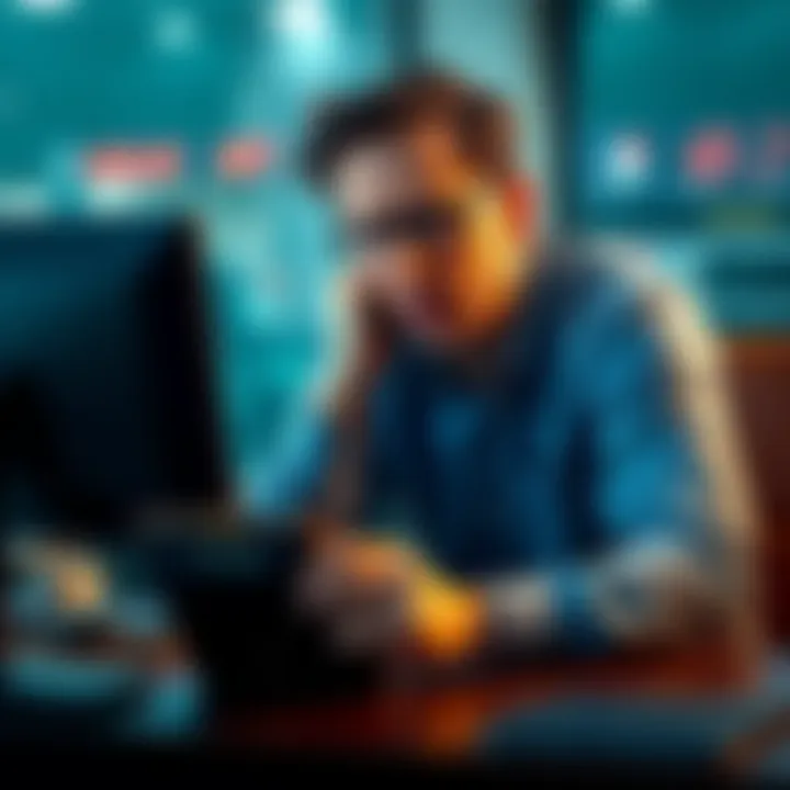 A frustrated person looking at a computer screen with an empty wallet beside them, expressing concern over missing money from a sports bet.